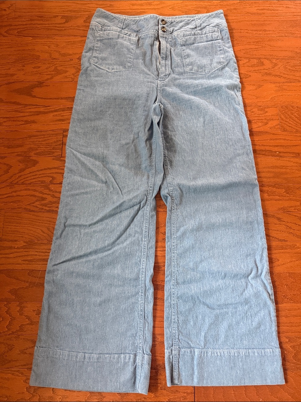 Pilcro Anthropologie wide leg linen blend jeans